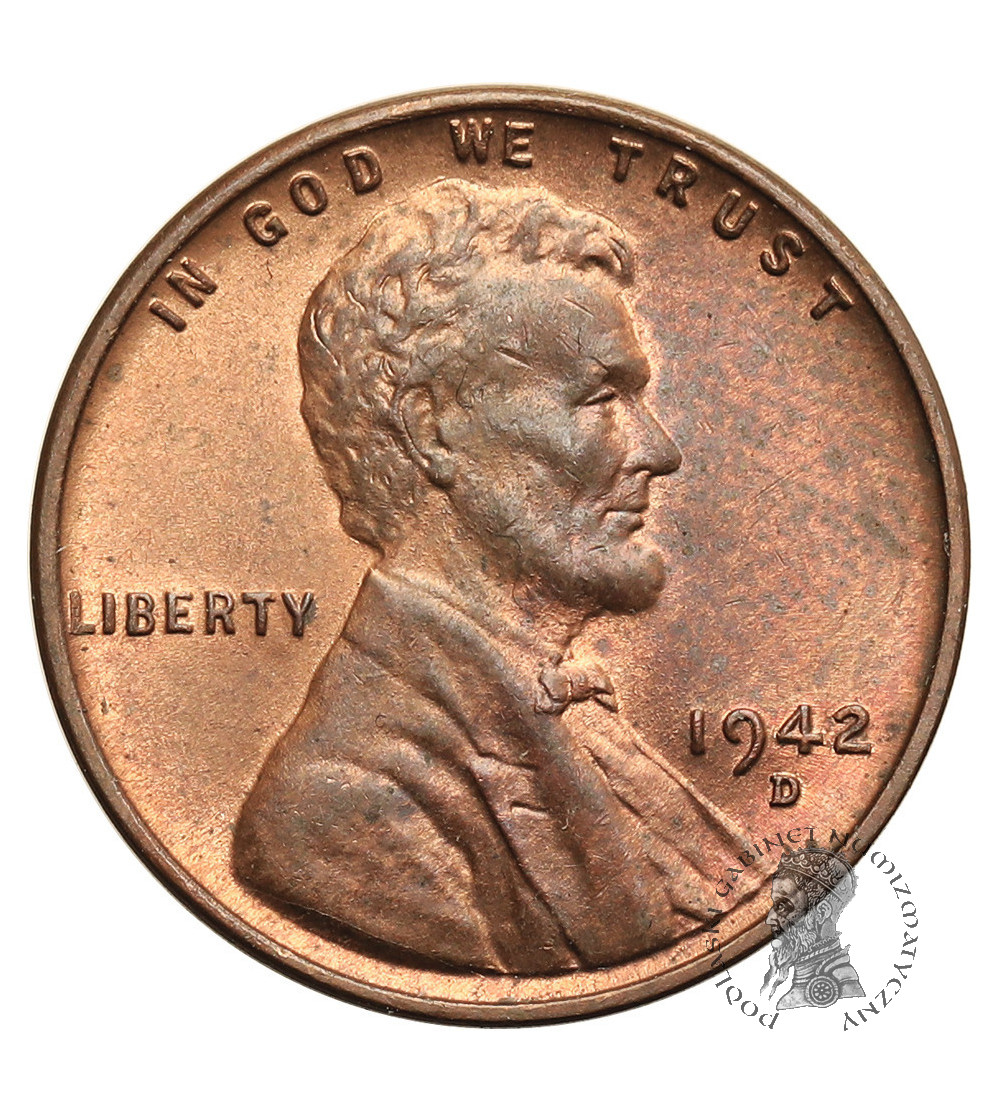 USA. Lincoln Cent 1942 D, Denver, "Wheat Ears Reverse"