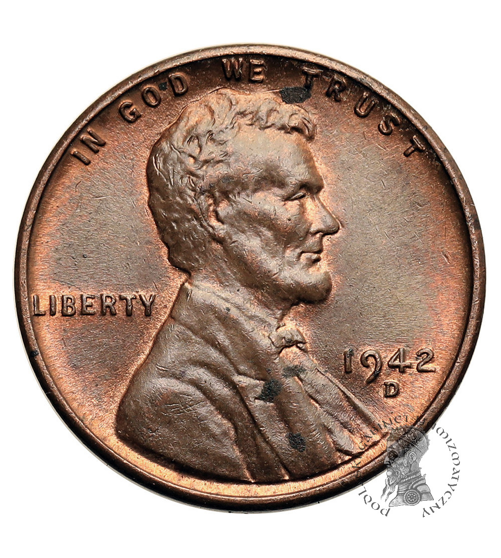 USA. Lincoln Cent 1942 D, Denver, "Wheat Ears Reverse"