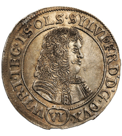 Silesia / Schlesien-Württemberg-Öls. Sylvius Friedrich, 1668-1697. 6 Kreuzer 1674 S-P, Olesnica (Öls) Mint