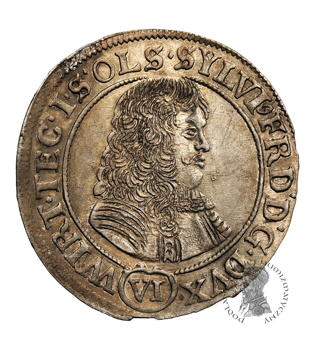 Silesia / Schlesien-Württemberg-Öls. Sylvius Friedrich, 1668-1697. 6 Kreuzer 1674 S-P, Olesnica (Öls) Mint
