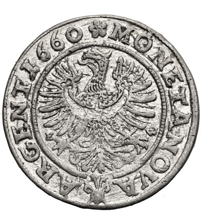 Śląsk, Księstwo Legnicko-Brzesko-Wołowskie. Ludwik IV Legnicki, 1654-1663. 3 krajcary 1660 E-W, Brzeg