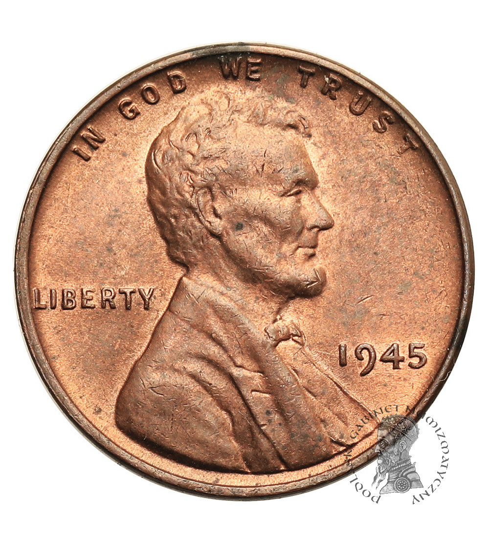 USA. Lincoln Cent 1945, Philadelphia, "Wheat Ears Reverse"
