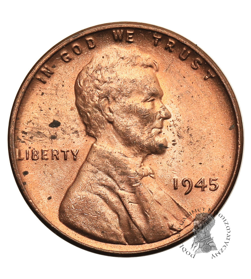 USA. Lincoln Cent 1945, Philadelphia, "Wheat Ears Reverse"