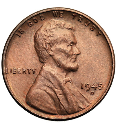 USA. Lincoln Cent 1945 D, Denver, "Wheat Ears Reverse"