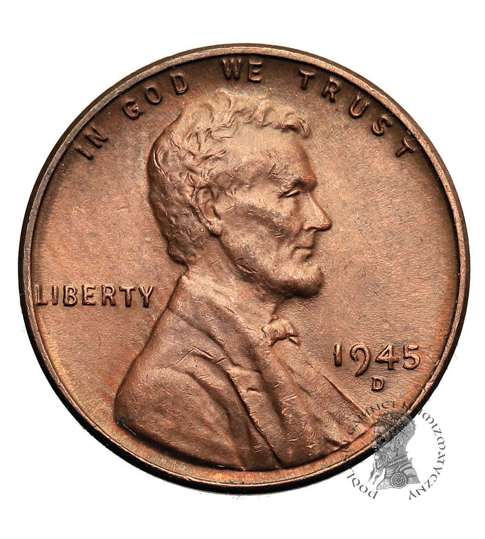 USA. Lincoln Cent 1945 D, Denver, "Wheat Ears Reverse"