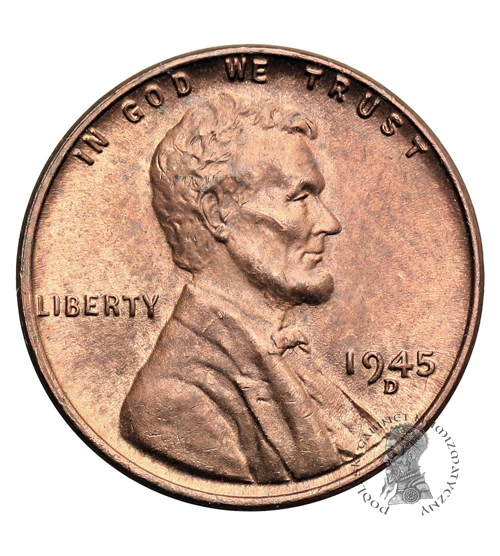 USA. Lincoln Cent 1945 D, Denver, "Wheat Ears Reverse"