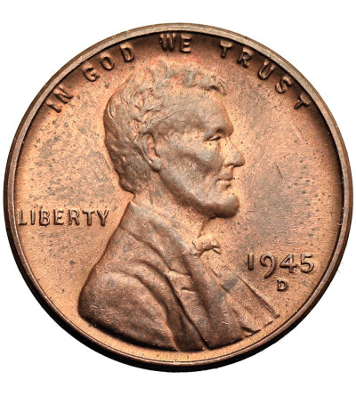 USA. Lincoln Cent 1945 D, Denver, "Wheat Ears Reverse"