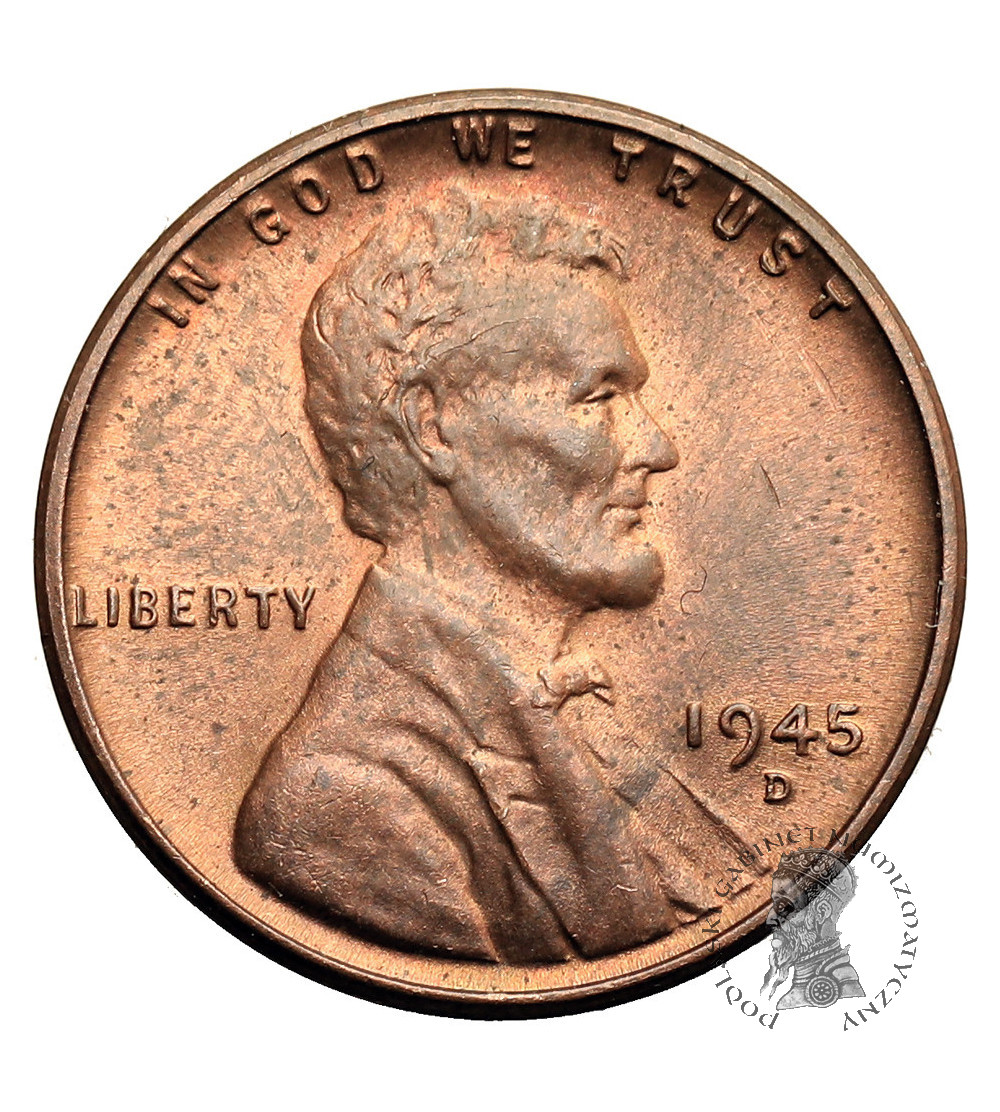USA. Lincoln Cent 1945 D, Denver, "Wheat Ears Reverse"