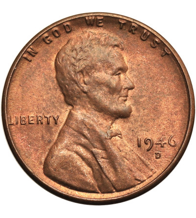 USA. Lincoln Cent 1946 D, Denver, "Wheat Ears Reverse"