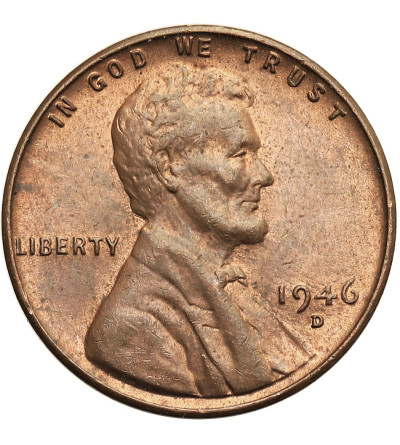 USA. Lincoln Cent 1946 D, Denver, "Wheat Ears Reverse"