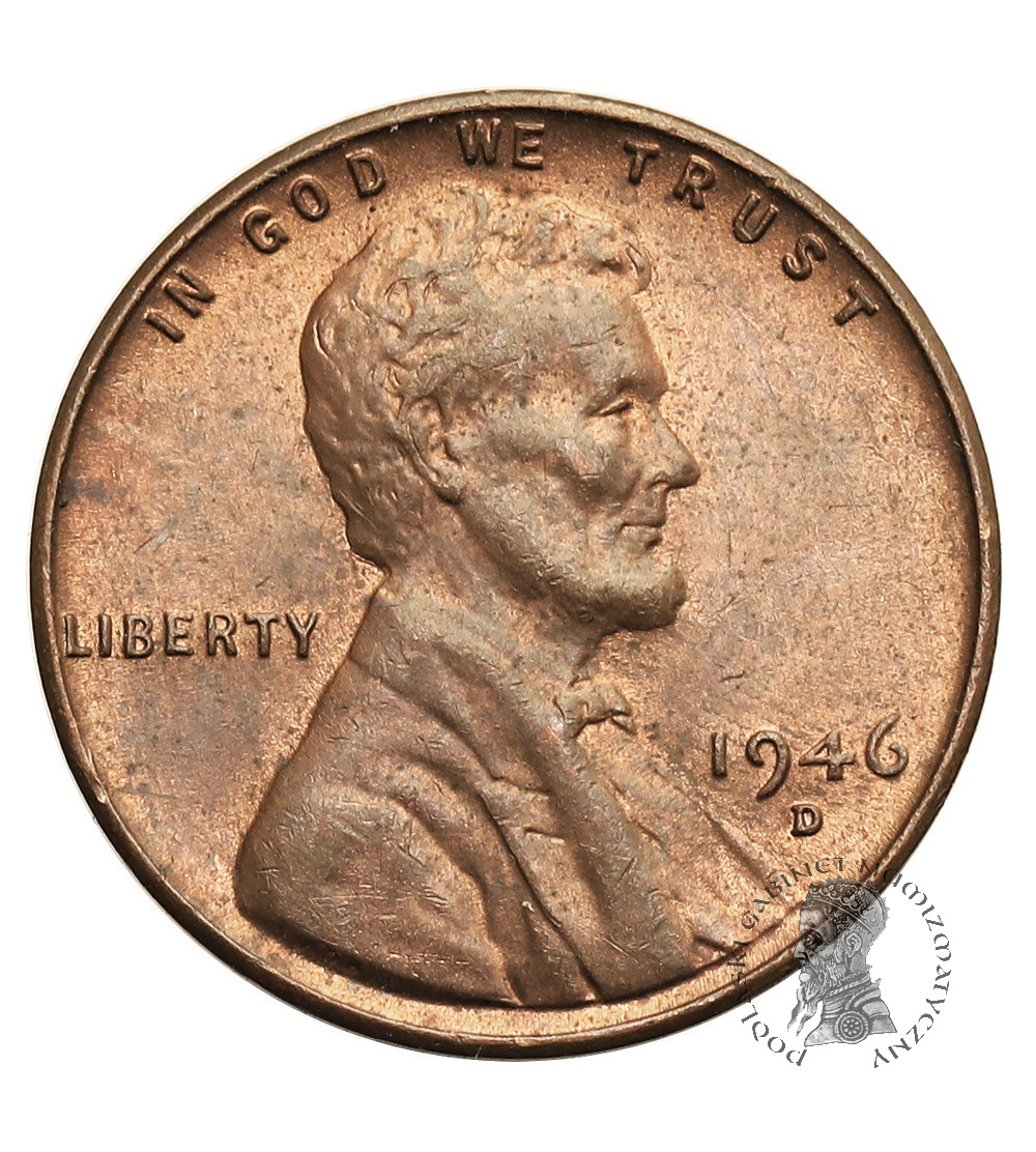 USA. Lincoln Cent 1946 D, Denver, "Wheat Ears Reverse"