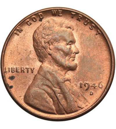 USA. Lincoln Cent 1946 D, Denver, "Wheat Ears Reverse"
