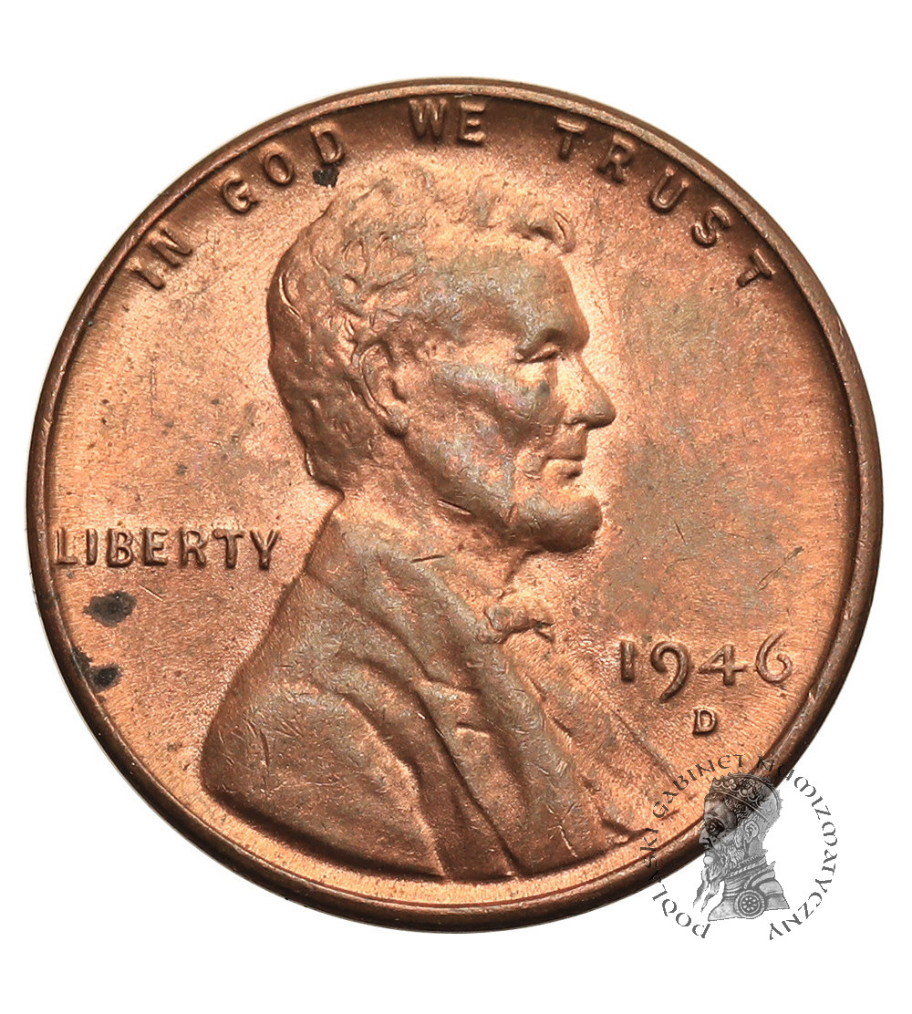 USA. Lincoln Cent 1946 D, Denver, "Wheat Ears Reverse"