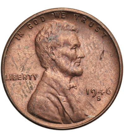 USA. Lincoln Cent 1946 S, San Francisco, "Wheat Ears Reverse"