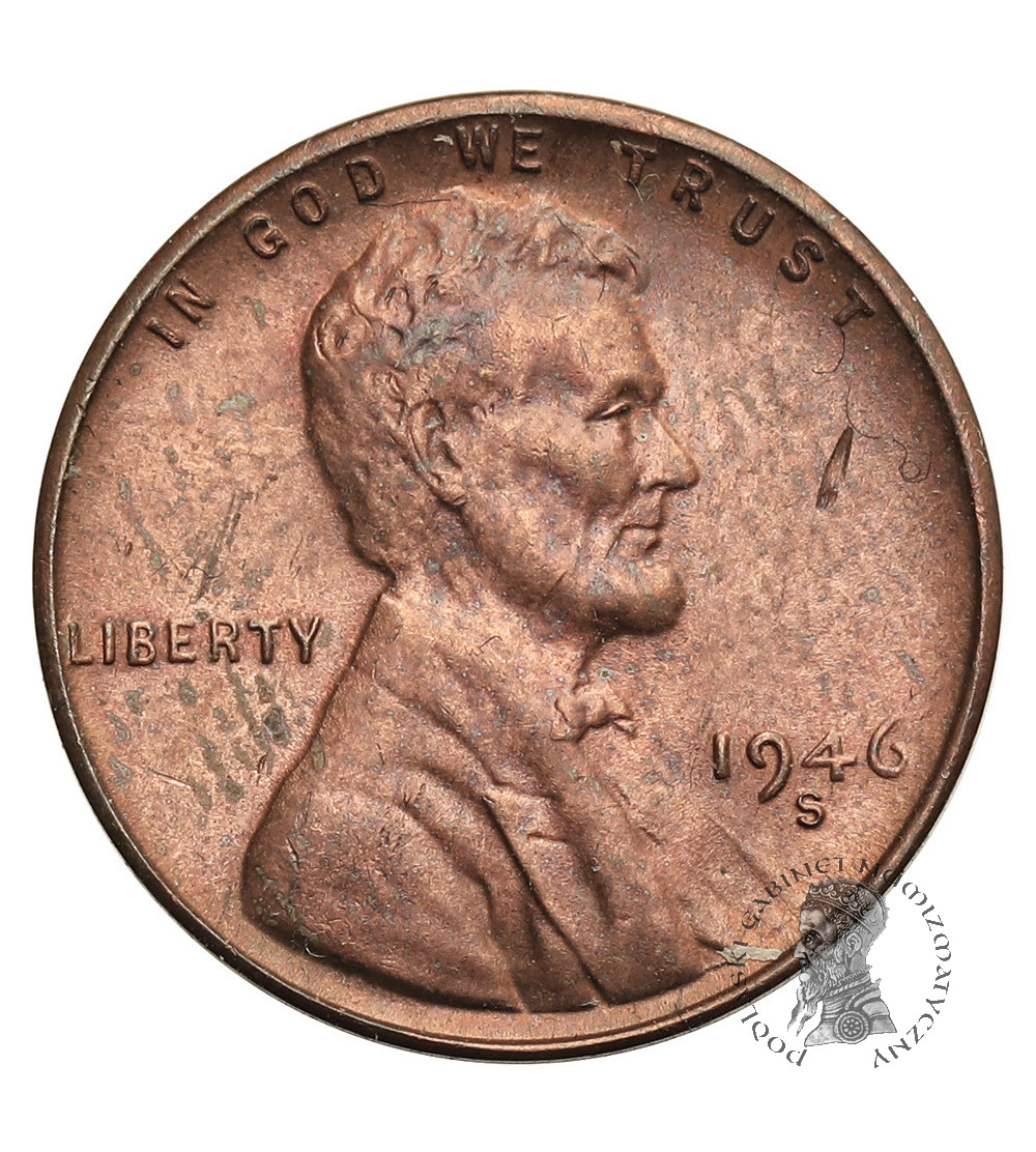 USA. Lincoln Cent 1946 S, San Francisco, "Wheat Ears Reverse"