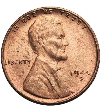 USA. Lincoln Cent 1946 S, San Francisco, "Wheat Ears Reverse"
