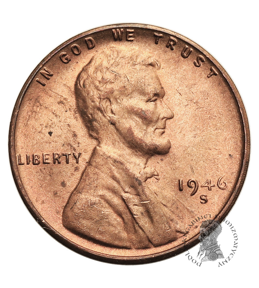 USA. Lincoln Cent 1946 S, San Francisco, "Wheat Ears Reverse"