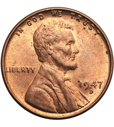 USA. Lincoln Cent 1947 D, Denver, "Wheat Ears Reverse"