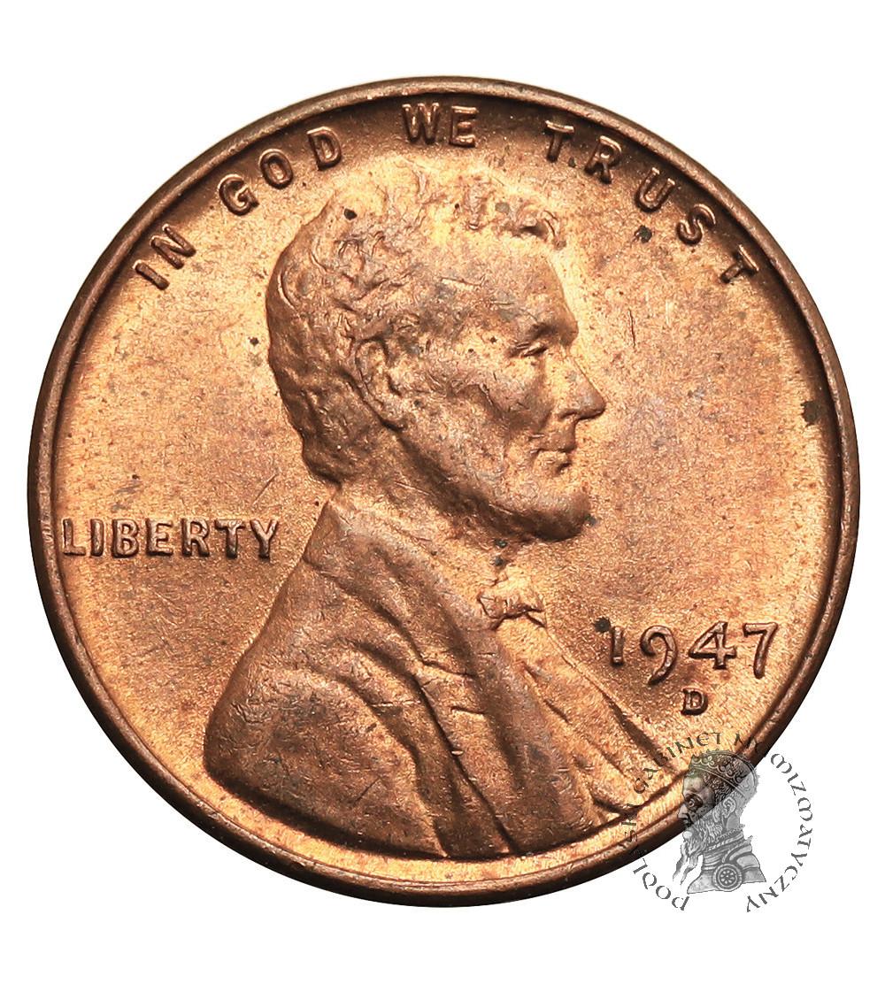 USA. Lincoln Cent 1947 D, Denver, "Wheat Ears Reverse"