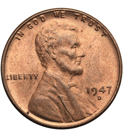 USA. Lincoln Cent 1947 D, Denver, "Wheat Ears Reverse"
