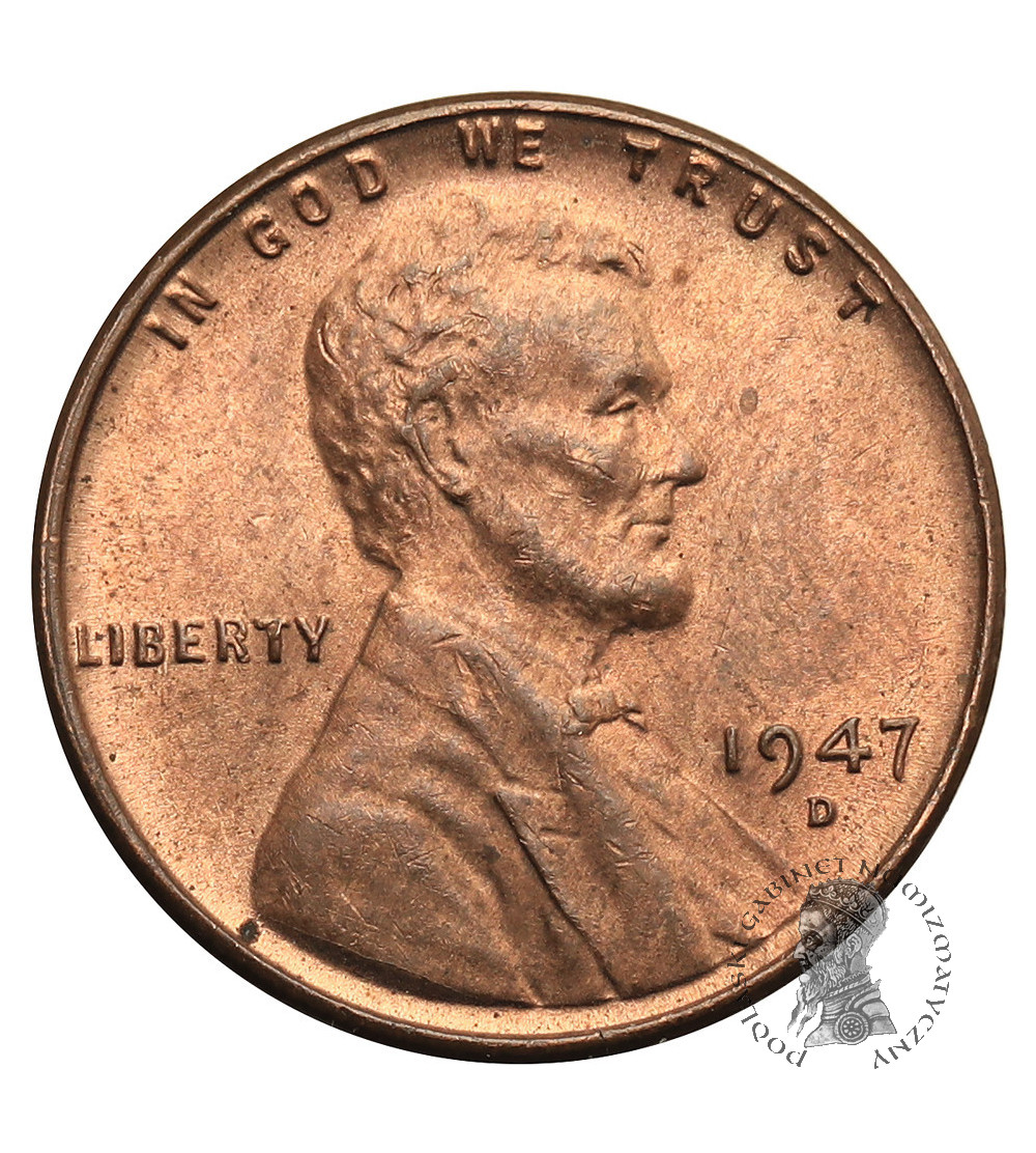 USA. Lincoln Cent 1947 D, Denver, "Wheat Ears Reverse"