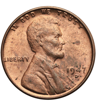 USA. Lincoln Cent 1947 D, Denver, "Wheat Ears Reverse"