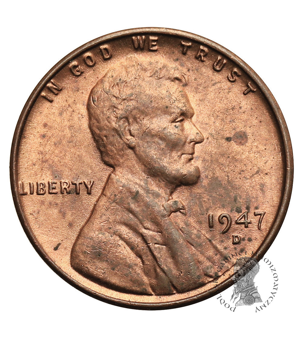 USA. Lincoln Cent 1947 D, Denver, "Wheat Ears Reverse"