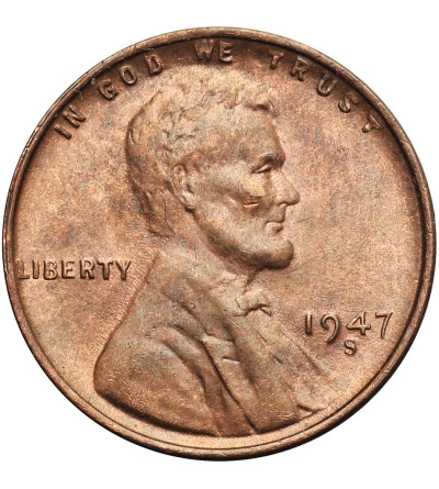 USA. Lincoln Cent 1947 S, San Francisco, "Wheat Ears Reverse"
