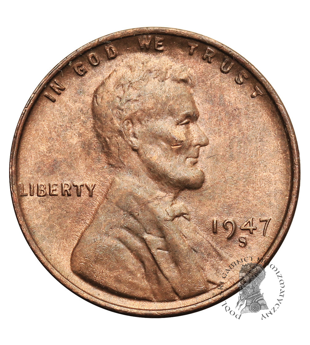 USA. Lincoln Cent 1947 S, San Francisco, "Wheat Ears Reverse"