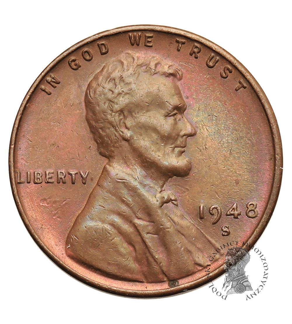 USA. Lincoln Cent 1948 S, San Francisco, "Wheat Ears Reverse"