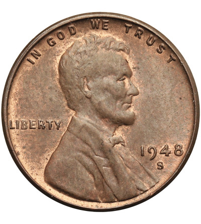 USA. Lincoln Cent 1948 S, San Francisco, "Wheat Ears Reverse"