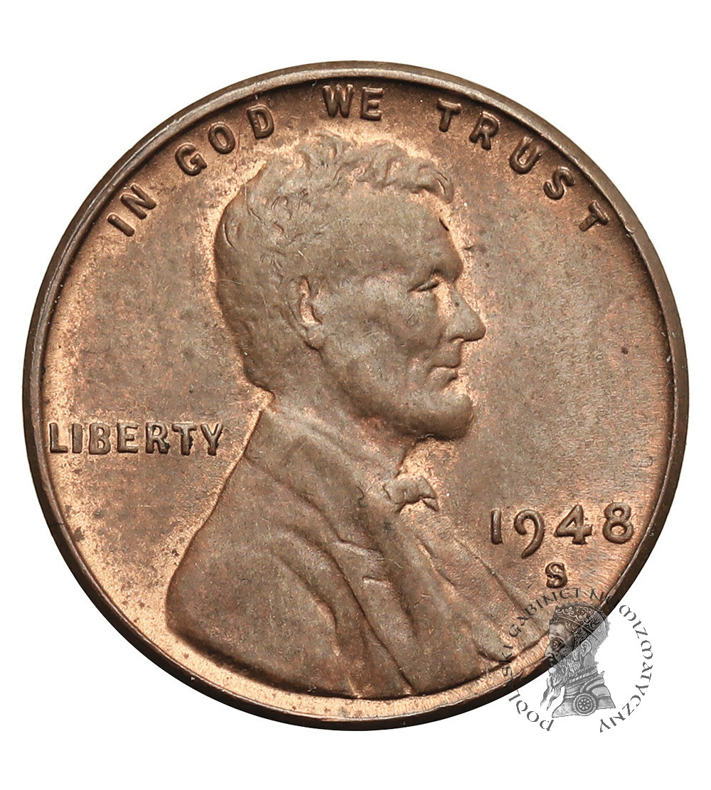 USA. Lincoln Cent 1948 S, San Francisco, "Wheat Ears Reverse"