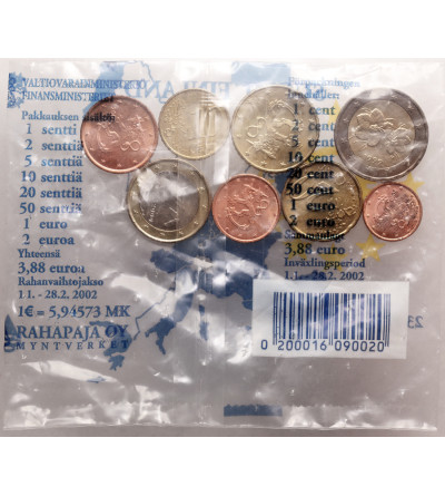 Finlandia. Oficjalny Zestaw Startowy Euro 1999-2001, Pierwsze Monety Euro - zestaw 8 sztuk
