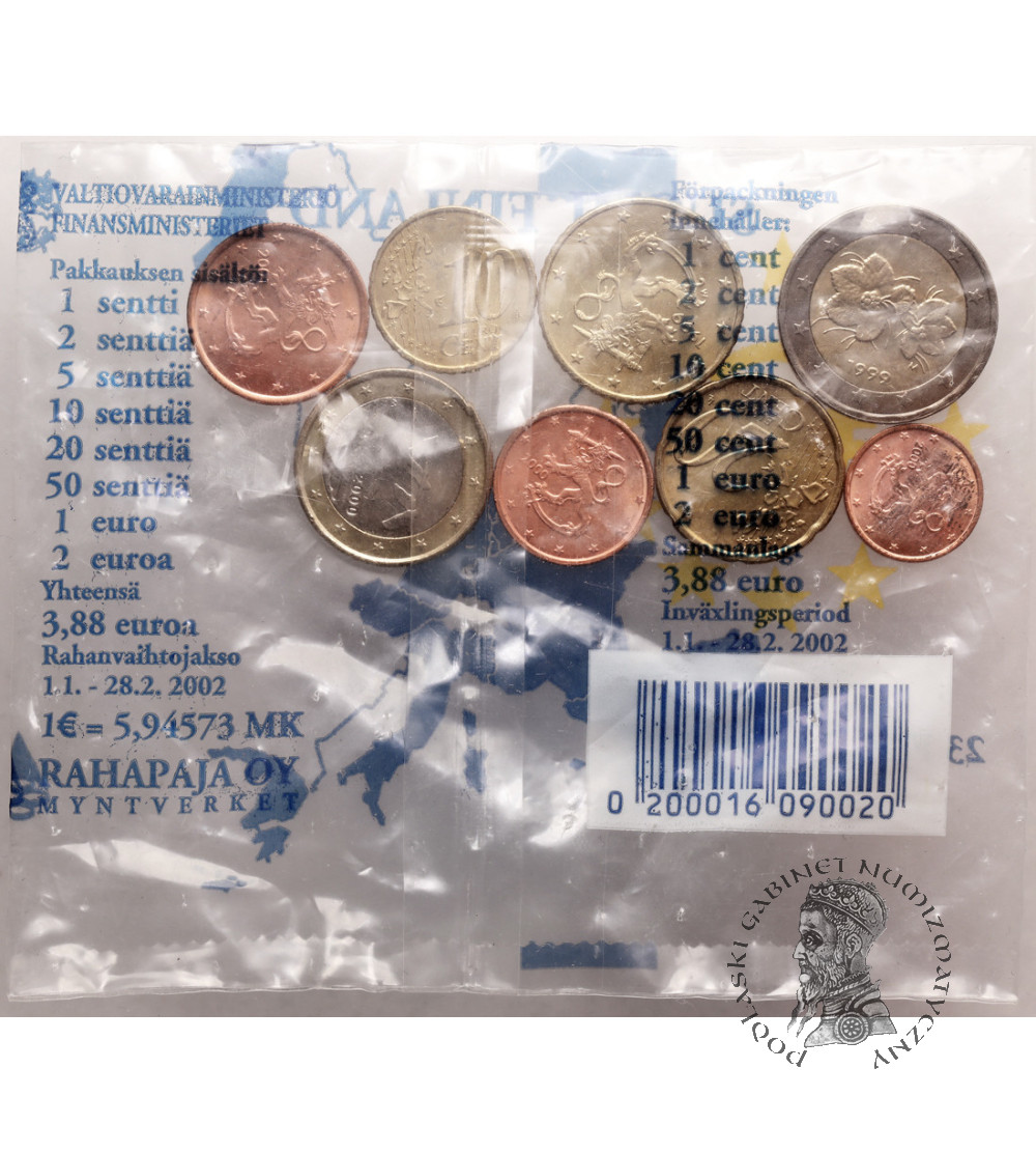 Finland. Official Euro 1999-2001 Starter Set, First Euro Coins - set of 8