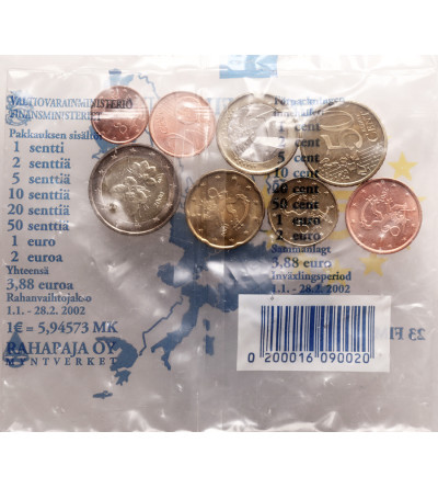 Finland. Official Euro 1999-2001 Starter Set, First Euro Coins - set of 8