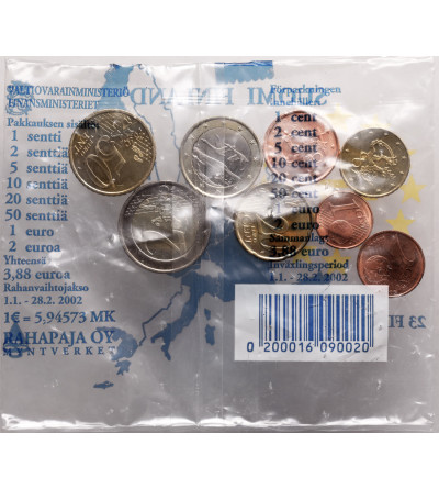 Finland. Official Euro 1999-2001 Starter Set, First Euro Coins - set of 8