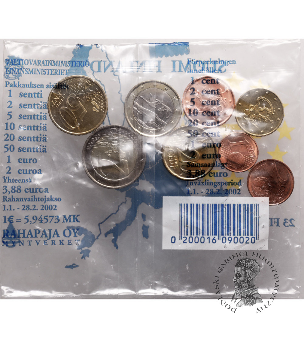Finland. Official Euro 1999-2001 Starter Set, First Euro Coins - set of 8
