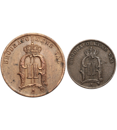 Sweden, Oscar II (1872-1907). 1 Öre 1878, 5 Öre 1884, Kungsholmen Mint
