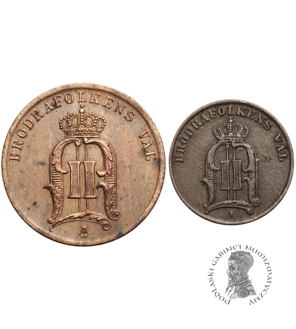 Sweden, Oscar II (1872-1907). 1 Öre 1878, 5 Öre 1884, Kungsholmen Mint