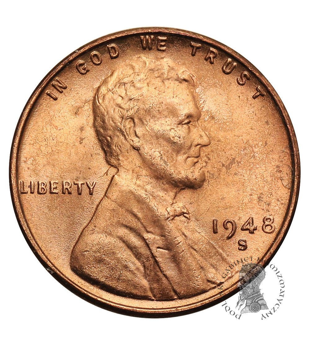 USA. Lincoln Cent 1948 S, San Francisco, "Wheat Ears Reverse"