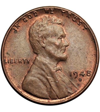 USA. Lincoln Cent 1948 D, Denver, "Wheat Ears Reverse"