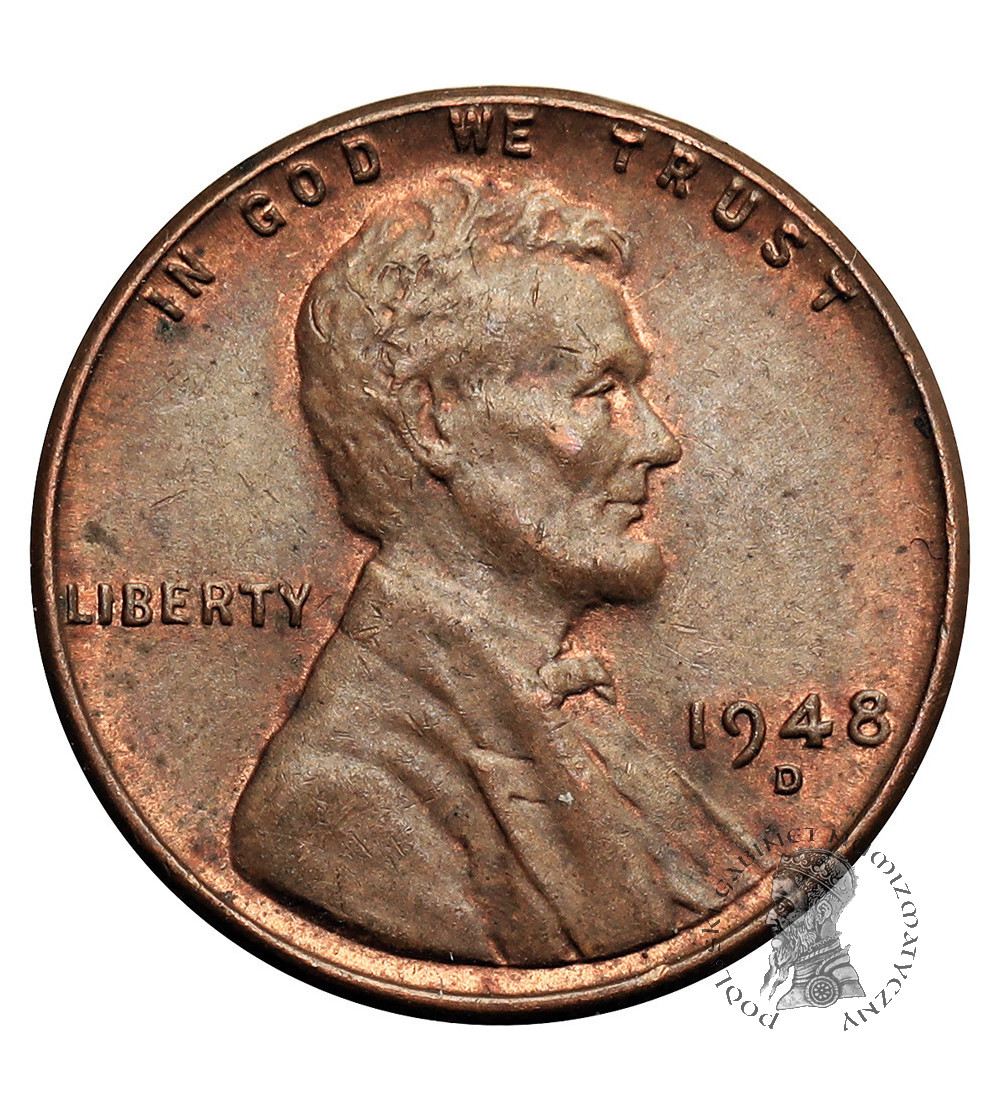 USA. Lincoln Cent 1948 D, Denver, "Wheat Ears Reverse"