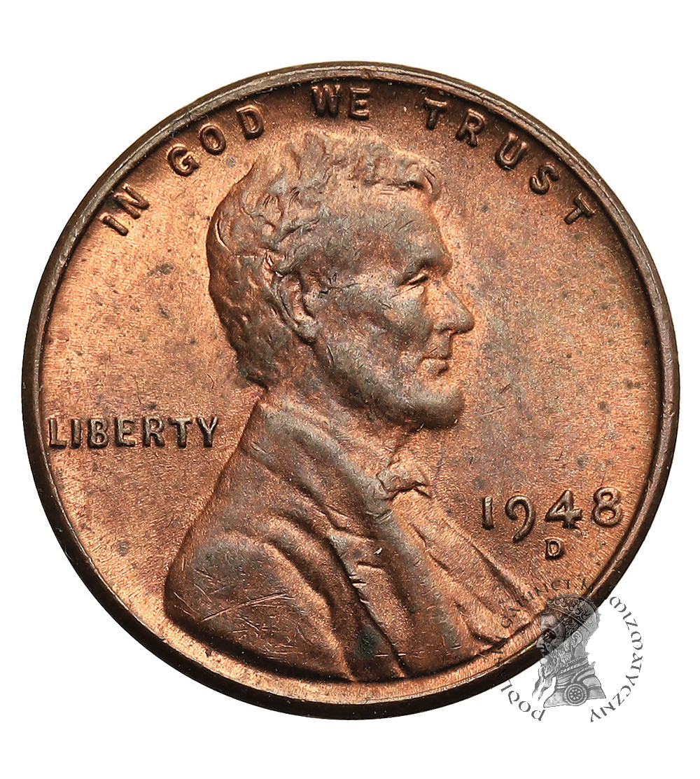 USA. Lincoln Cent 1948 D, Denver, "Wheat Ears Reverse"