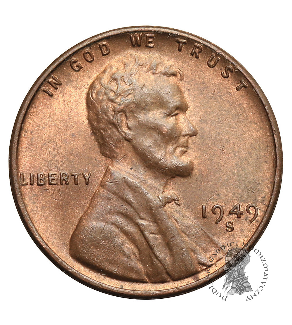 USA. Lincoln Cent 1949 S, San Francisco, "Wheat Ears Reverse"