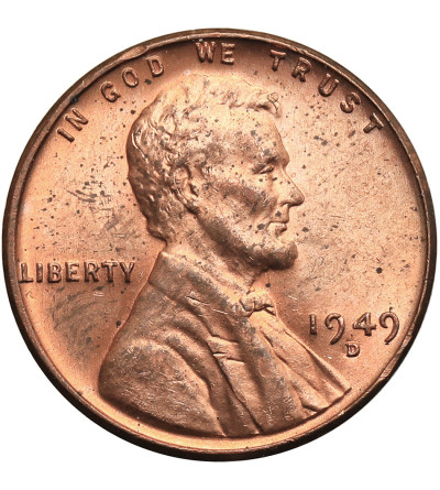 USA. Lincoln Cent 1949 D, Denver, "Wheat Ears Reverse"