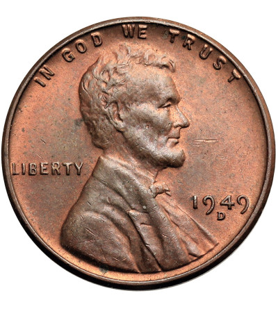 USA. Lincoln Cent 1949 D, Denver, "Wheat Ears Reverse"