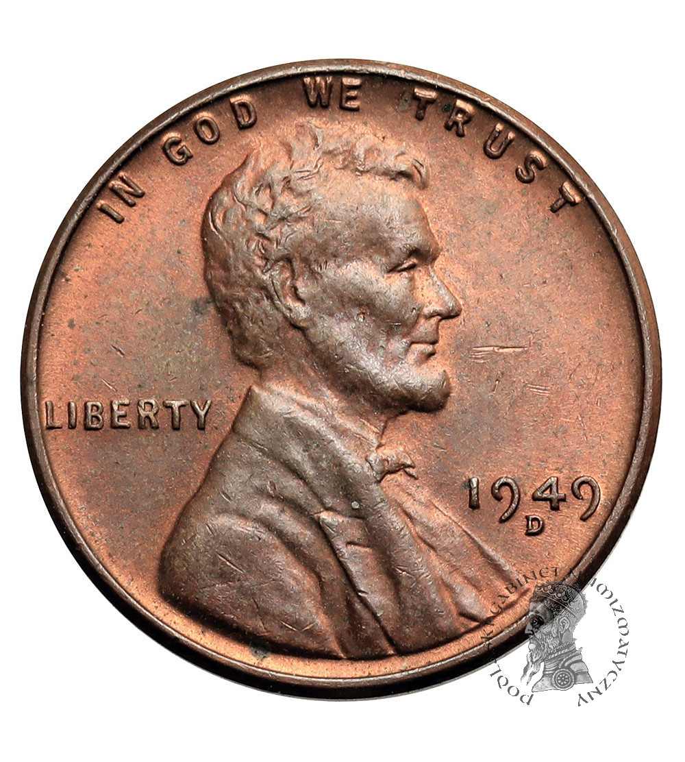 USA. Lincoln Cent 1949 D, Denver, "Wheat Ears Reverse"