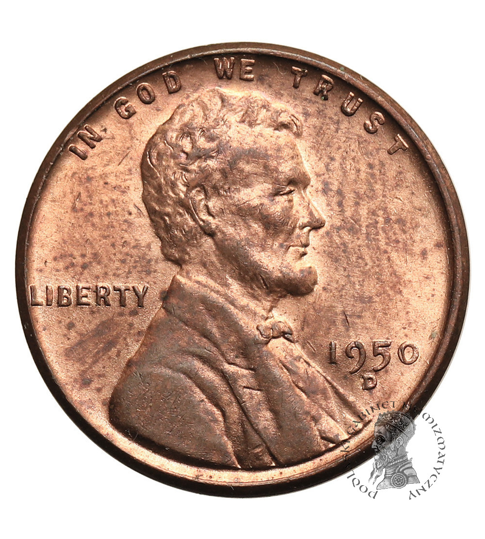 USA. Lincoln Cent 1950 D, Denver, "Wheat Ears Reverse"