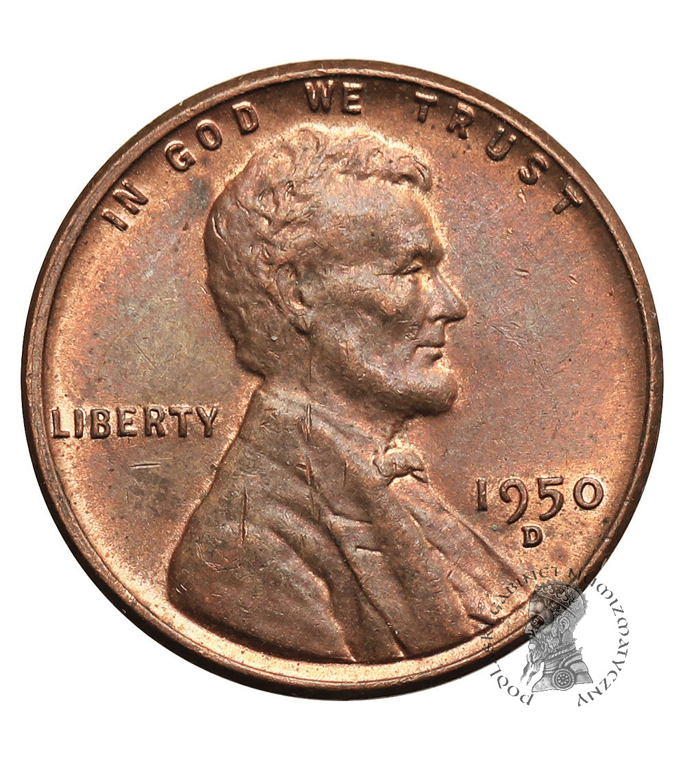 USA. Lincoln Cent 1950 D, Denver, "Wheat Ears Reverse"