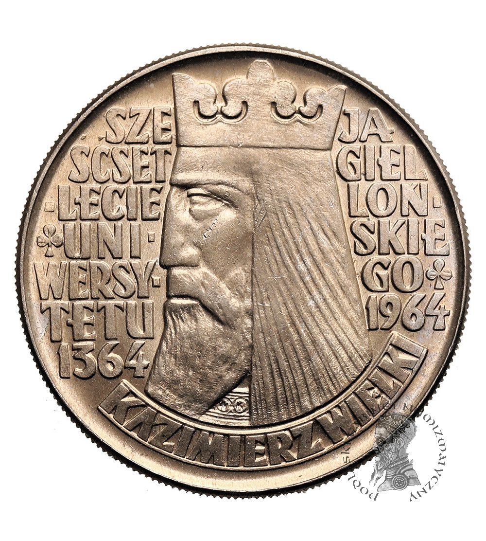 Polska, PRL (1952-1989). 10 złotych 1964, Kazimierz Wielki - napis wypukły